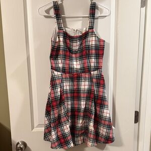Copper Key Tartan Plaid Pinafore Dress Christmas has pockets zipper